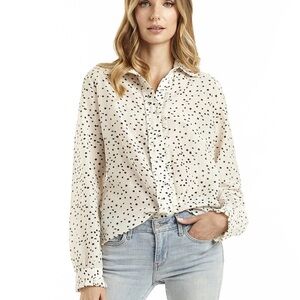 Secret Mission Long Sleeve Polka Dot Blouse Size Medium NWT
